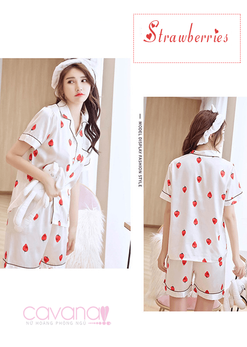 Đồ ngủ Pijama Ngắn Strawberry - Trắng