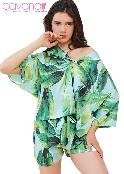 Đồ ngủ Pijama nữ Rừng Nhiệt Đới - Xanh