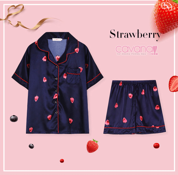 Đồ ngủ Pijama Ngắn Strawberry - Xanh Đồ ngủ Pijama Ngắn Strawberry - Xanh