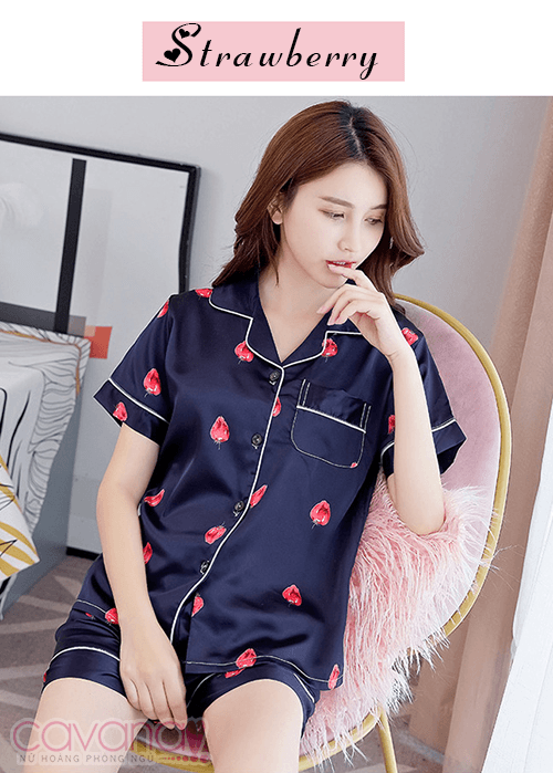 Đồ ngủ Pijama Ngắn Strawberry - Xanh Đồ ngủ Pijama Ngắn Strawberry - Xanh