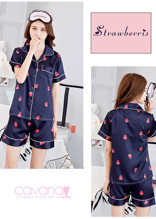 Đồ ngủ Pijama Ngắn Strawberry - Xanh Đồ ngủ Pijama Ngắn Strawberry - Xanh
