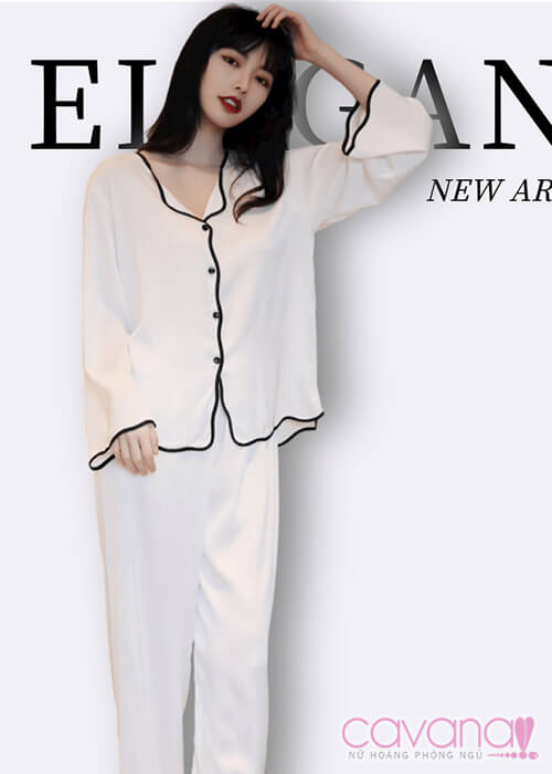 Đồ ngủ Pijama tay dài PJ35 - Trắng Đồ ngủ Pijama tay dài PJ35 - Trắng