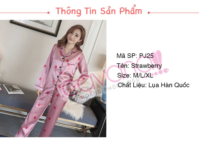 Đồ ngủ Pijama dài Strawberry - Hồng Đồ ngủ Pijama dài Strawberry - Hồng