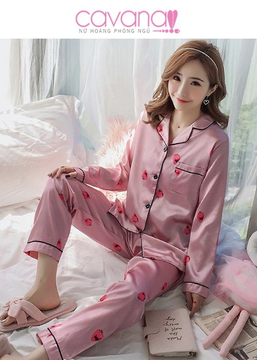 Đồ ngủ Pijama dài Strawberry - Hồng Đồ ngủ Pijama dài Strawberry - Hồng