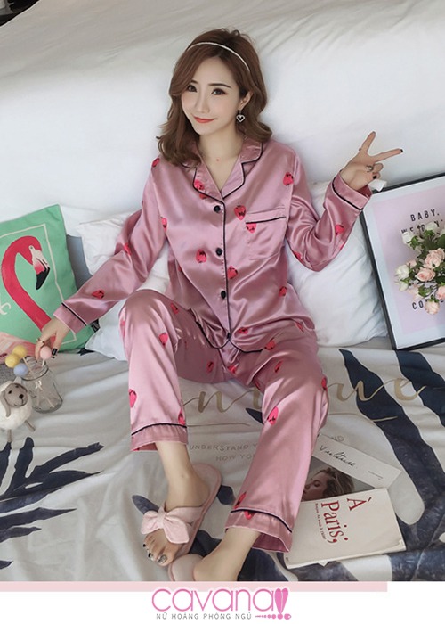 Đồ ngủ Pijama dài Strawberry - Hồng Đồ ngủ Pijama dài Strawberry - Hồng