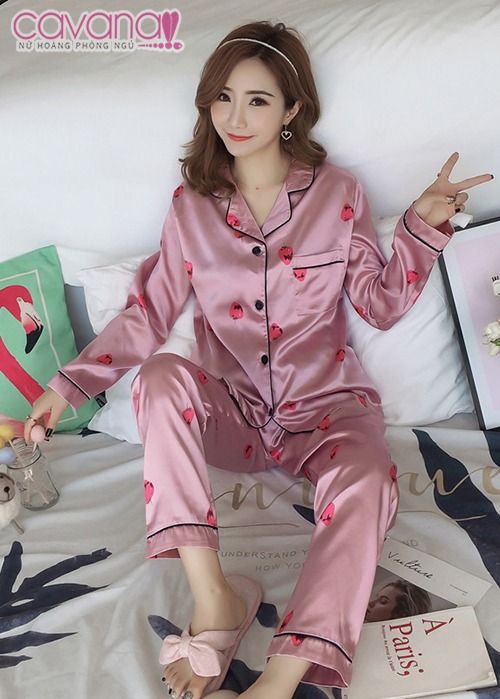 Đồ ngủ Pijama dài Strawberry - Hồng Đồ ngủ Pijama dài Strawberry - Hồng