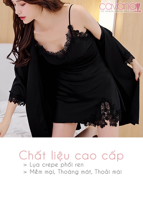 Set đầm ngủ quyến rũ Hương tình yêu - đen Set đầm ngủ quyến rũ Hương tình yêu - đen