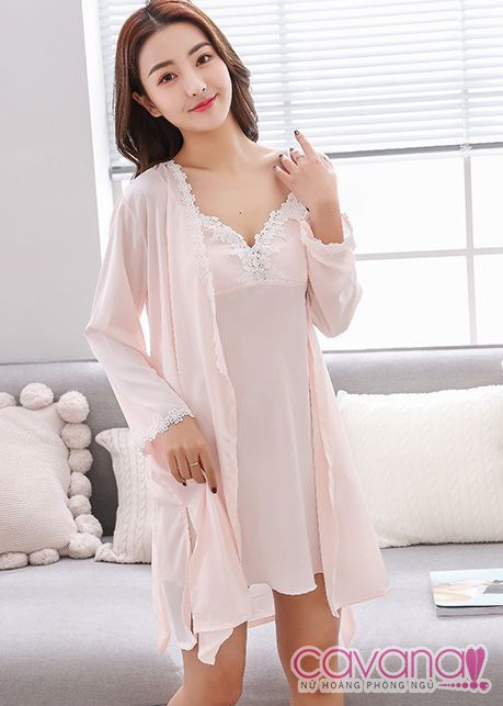 Pijama lụa dạng áo choàng, váy