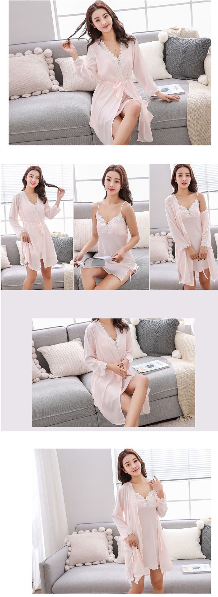 Set đầm ngủ quyến rũ Nụ Tầm Xuân - Hồng Nhạt Set đầm ngủ quyến rũ Nụ Tầm Xuân - Hồng Nhạt