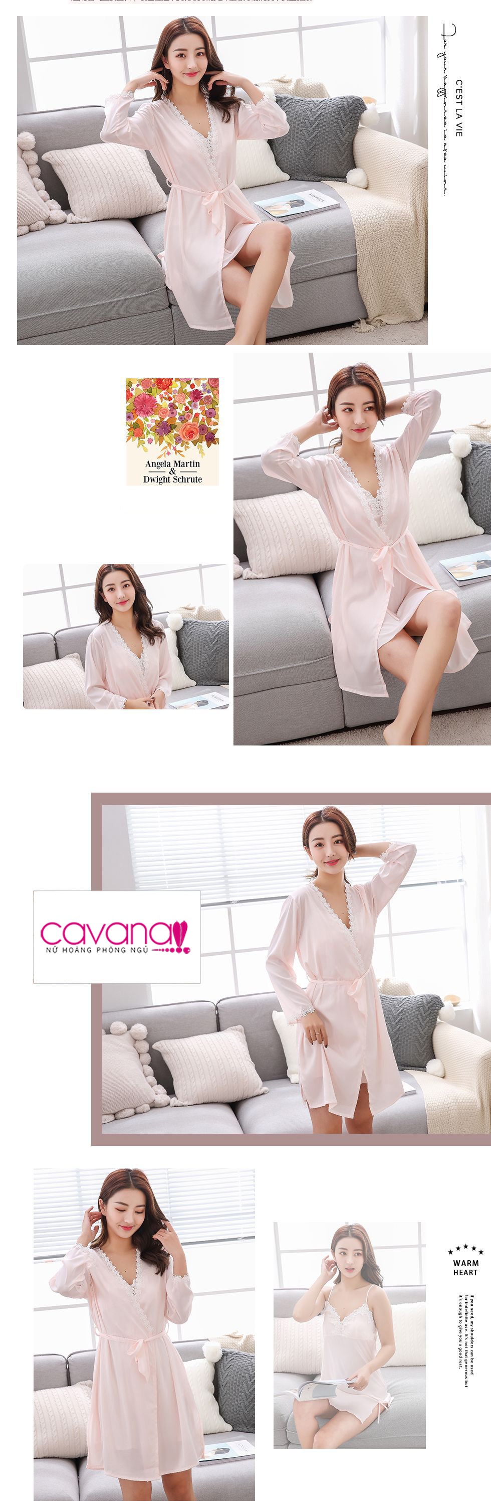 Set đầm ngủ quyến rũ Nụ Tầm Xuân - Hồng Nhạt Set đầm ngủ quyến rũ Nụ Tầm Xuân - Hồng Nhạt