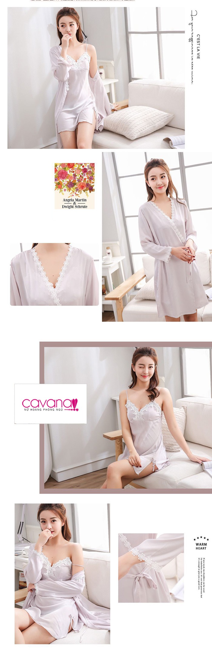 Set đầm ngủ quyến rũ Nụ Tầm Xuân - Tím Khói Set đầm ngủ quyến rũ Nụ Tầm Xuân - Tím Khói