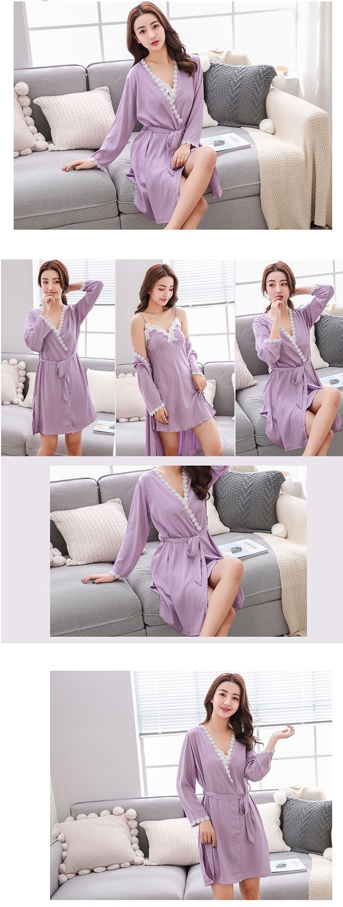 Set đầm ngủ quyến rũ Nụ Tầm Xuân - Tím Lavender