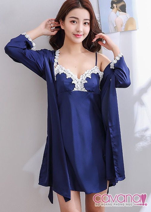 Set đầm ngủ quyến rũ Nụ Tầm Xuân - Xanh