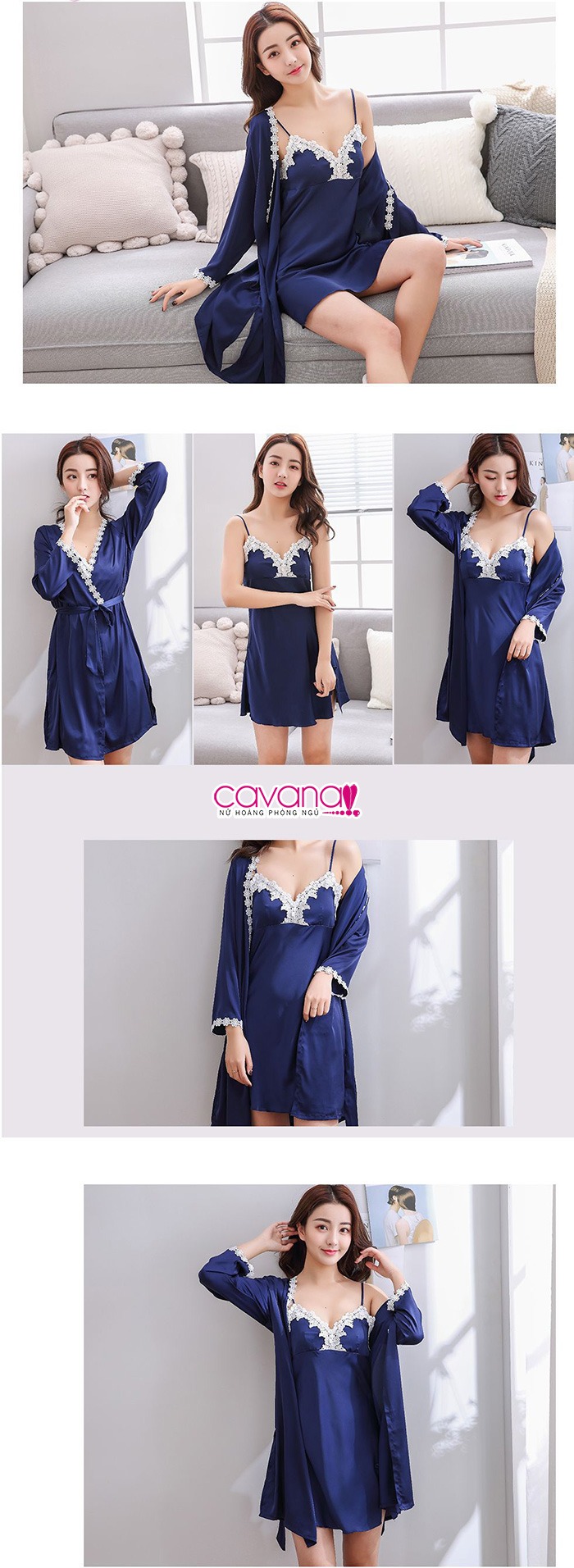 Set đầm ngủ quyến rũ Nụ Tầm Xuân - Xanh