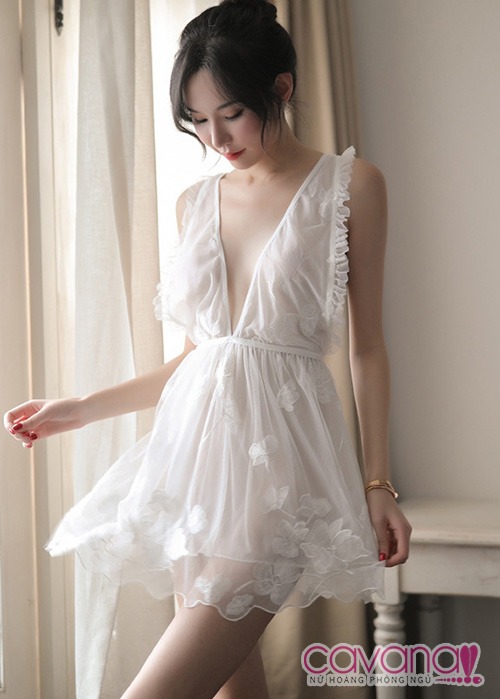 Váy ngủ gợi cảm Hoa Cánh Tiên - Trắng Váy ngủ gợi cảm Hoa Cánh Tiên - Trắng
