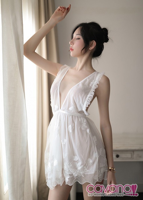 Váy ngủ gợi cảm Hoa Cánh Tiên - Trắng Váy ngủ gợi cảm Hoa Cánh Tiên - Trắng