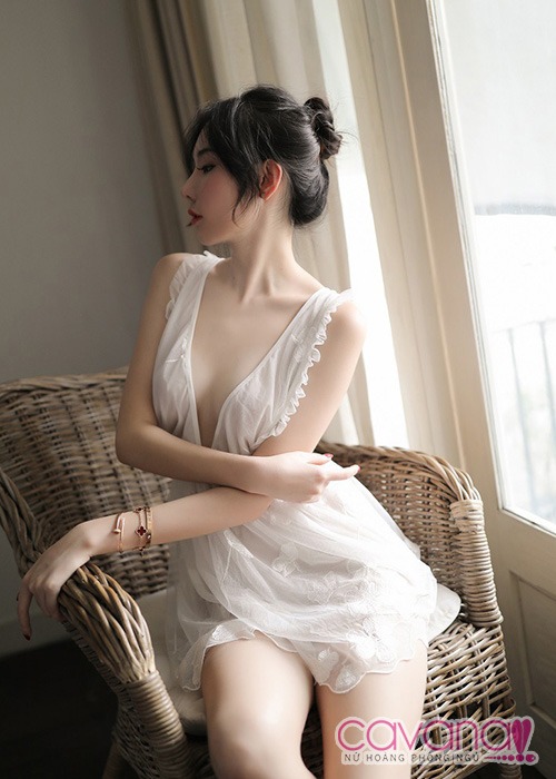 Váy ngủ gợi cảm Hoa Cánh Tiên - Trắng Váy ngủ gợi cảm Hoa Cánh Tiên - Trắng
