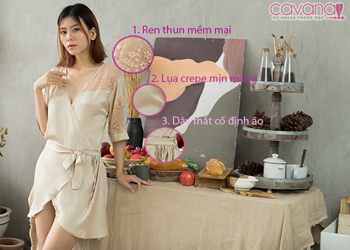 Váy ngủ gợi cảm Dáng Huyền - Màu Kem Váy ngủ gợi cảm Dáng Huyền - Màu Kem