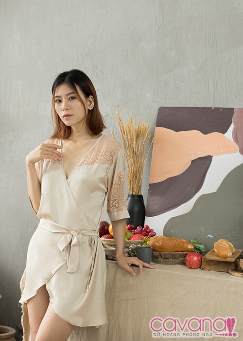 Váy ngủ gợi cảm Dáng Huyền - Màu Kem Váy ngủ gợi cảm Dáng Huyền - Màu Kem