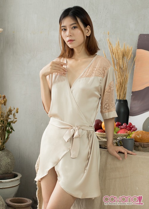 Váy ngủ gợi cảm Dáng Huyền - Màu Kem Váy ngủ gợi cảm Dáng Huyền - Màu Kem