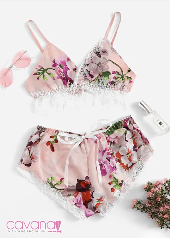 Đồ ngủ gợi cảm Vườn yêu - Hồng
