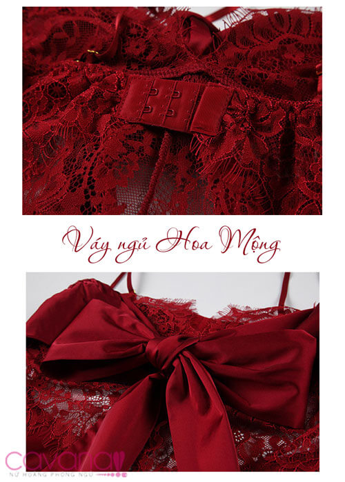 Váy Ngủ Lụa Hoa Mộng - Đen