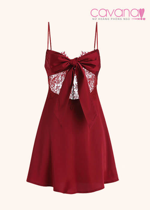 Váy Ngủ Lụa Hoa Mộng - Đỏ