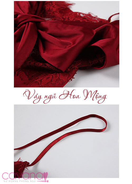 Váy Ngủ Lụa Hoa Mộng - Đỏ