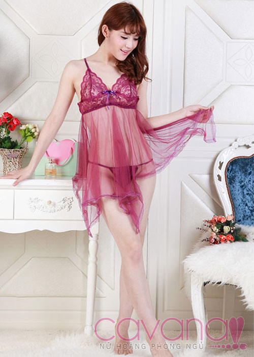 Váy ngủ xuyên thấu Miss Mong Manh - Tím