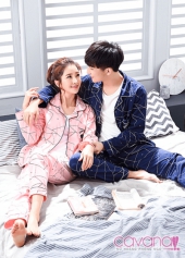 Đồ ngủ đôi Pijama Hồng Xanh Kẻ Sọc Dài