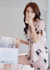 Đồ ngủ Pijama ngắn thỏ xinh - Hồng