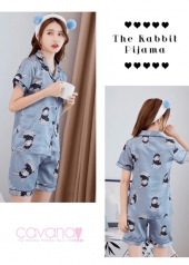 Đồ ngủ Pijama Ngắn Thỏ Xinh- Xanh
