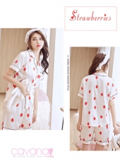 Đồ ngủ Pijama Ngắn Strawberry - Trắng
